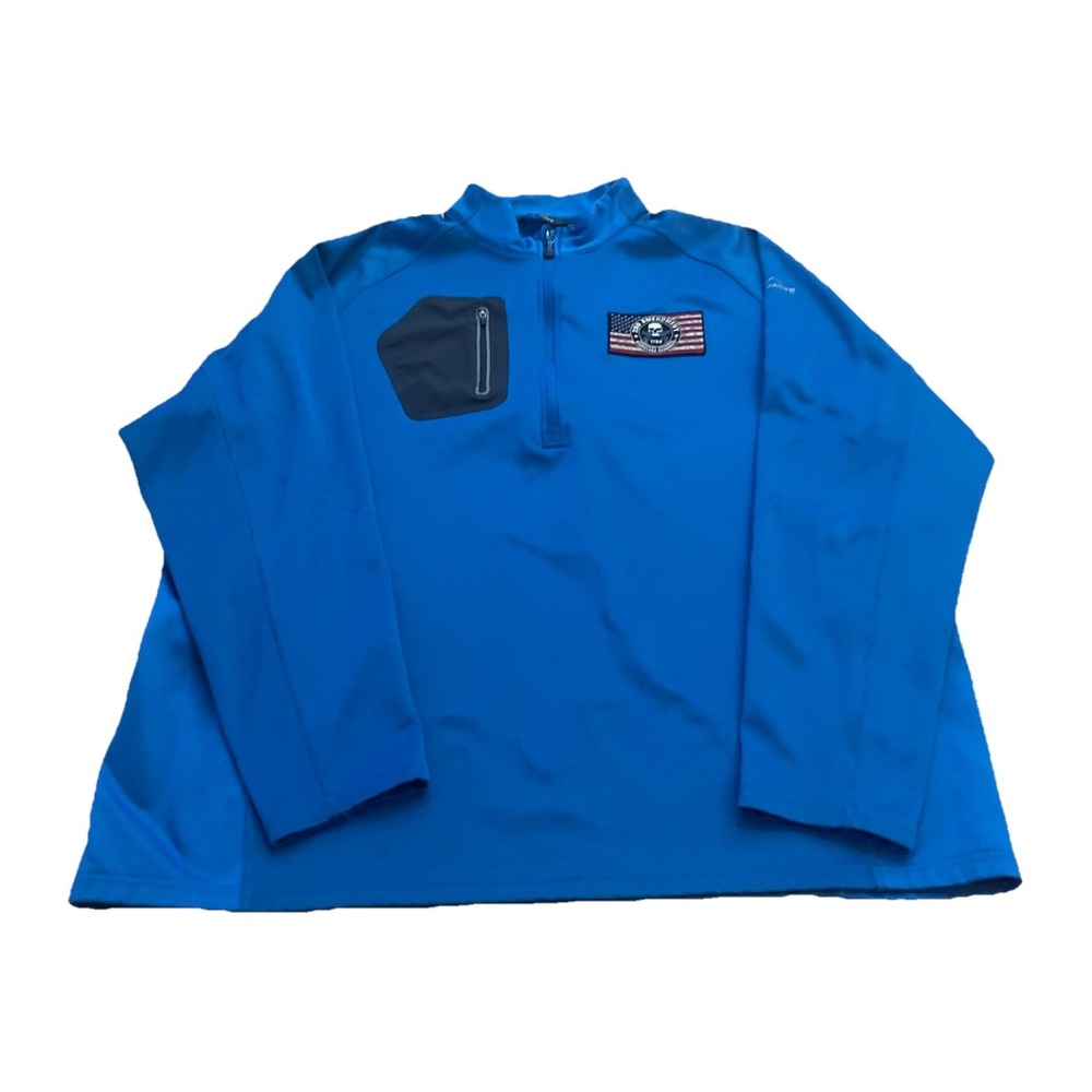 Eddie Bauer Fleece 1/4 Zipper Pullover Men's 3XL Blue 2nd Amendment
